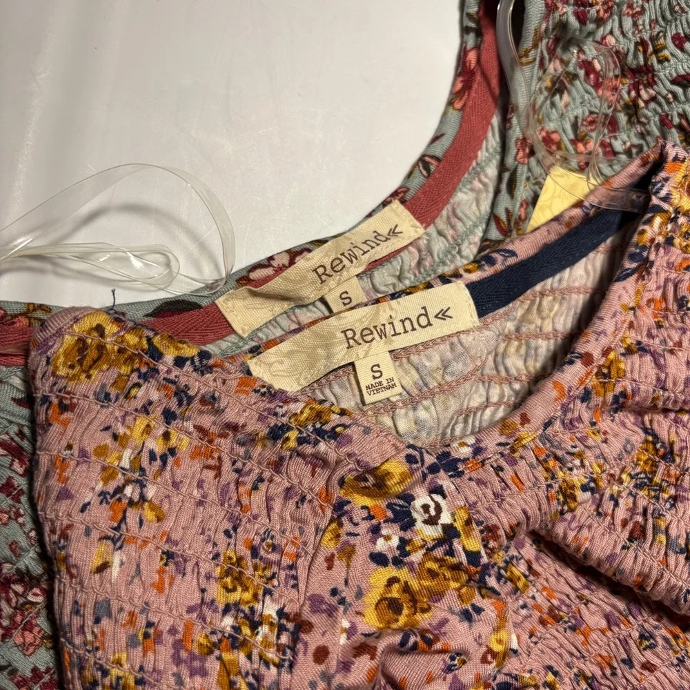 NWT Rewind Set of 2 Floral Babydoll Tops w/ Lace Trim - Picture 7 of 9